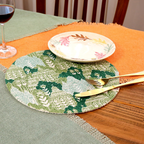 Buy Abstract Green Round Mat - Set of 2 | Shop Verified Sustainable Table Linens on Brown Living™