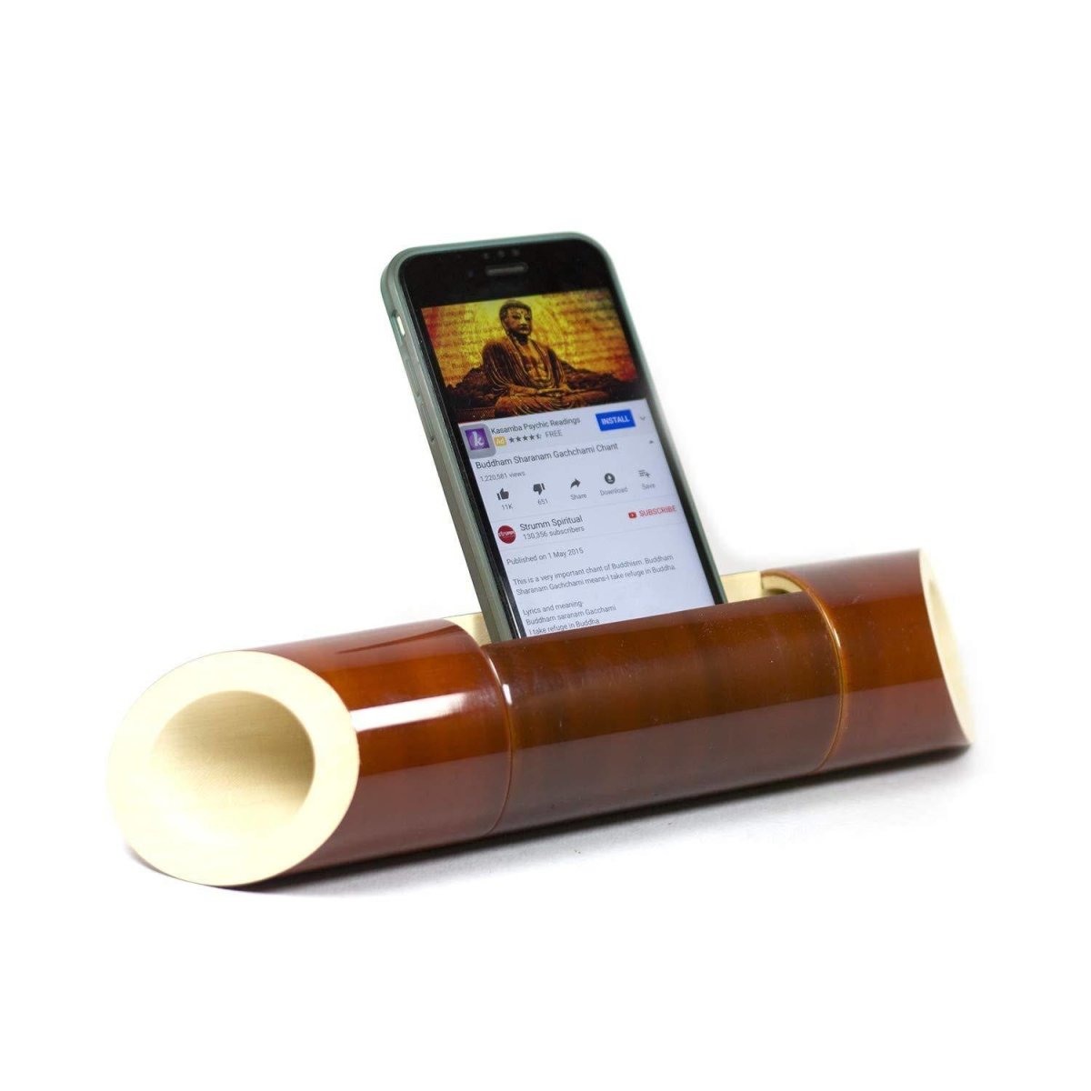 Acoustic Amplifier and Mobile decking Station| Handcrafted in Channapatna - Wedge Cut - Brown | Verified Sustainable by Brown Living™