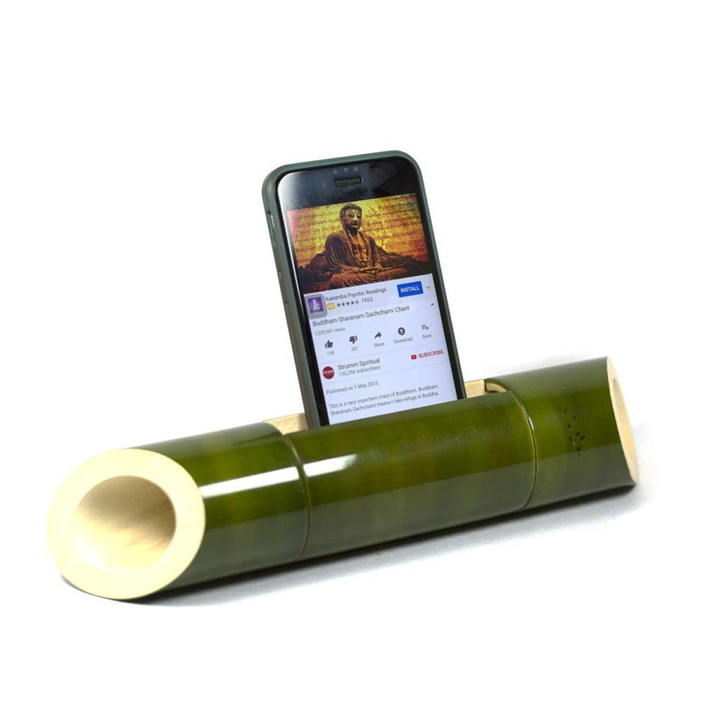 Buy Acoustic Amplifier and Mobile decking Station Handcrafted in Channapatna - Wedge Cut - Green | Shop Verified Sustainable Table Decor on Brown Living™