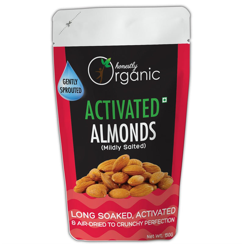 Buy Activated / Sprouted Organic Almonds - Mildly Salted- 150g | Shop Verified Sustainable Dried Fruits, Nuts & Seeds on Brown Living™