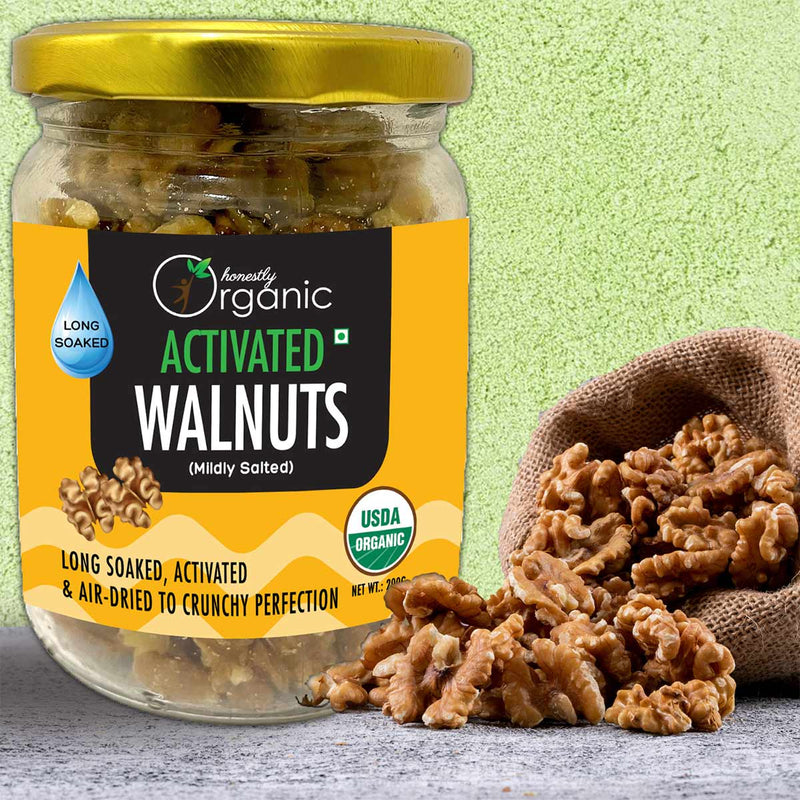 Buy Activated / Sprouted Organic Walnuts - Mildly Salted- - 200g | Long Soaked & Air Dried to Crunchy Perfection | USDA Organic Certified | Shop Verified Sustainable Products on Brown Living