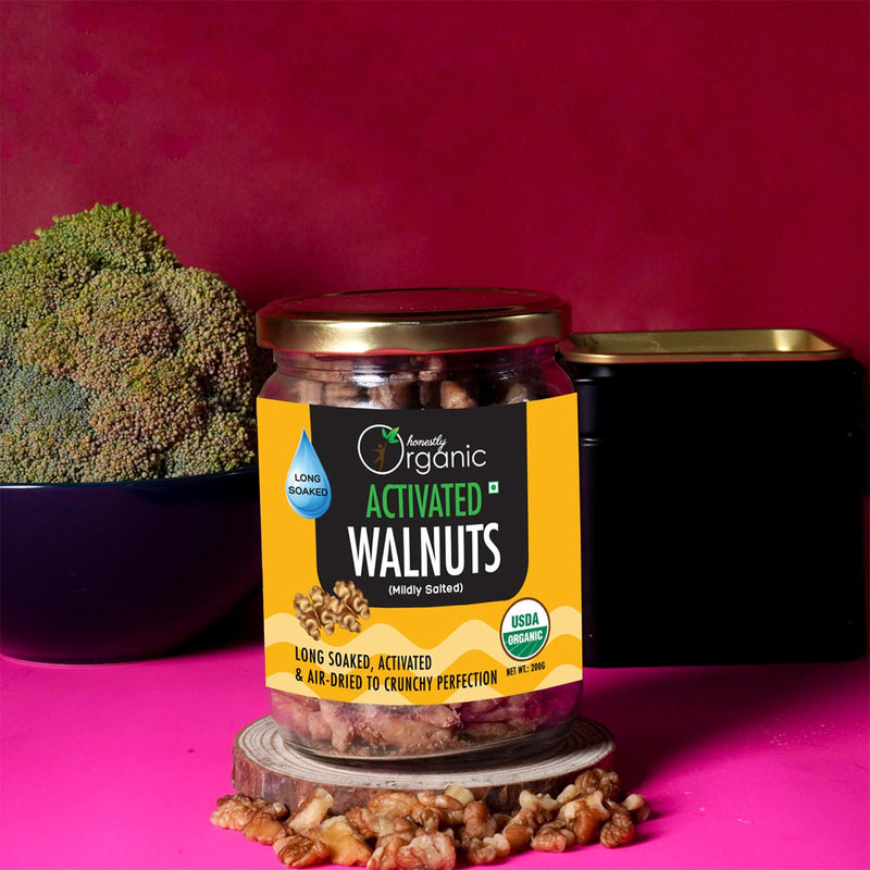 Buy Activated / Sprouted Organic Walnuts - Mildly Salted- - 200g | Long Soaked & Air Dried to Crunchy Perfection | USDA Organic Certified | Shop Verified Sustainable Products on Brown Living