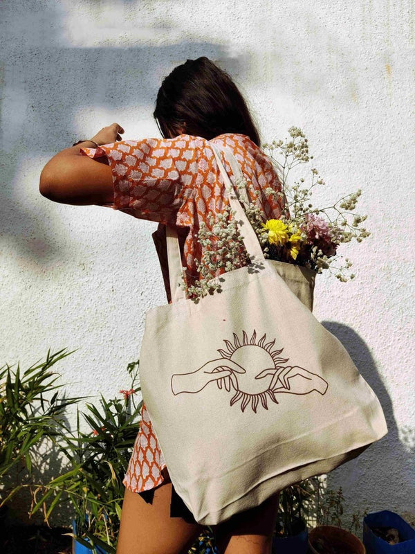 Buy Adam's Hand Art Canvas Tote Bag | Shop Verified Sustainable Tote Bag on Brown Living™