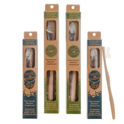 Adults And Kids Bamboo Toothbrush Combo - Pack of 4 | Verified Sustainable by Brown Living™