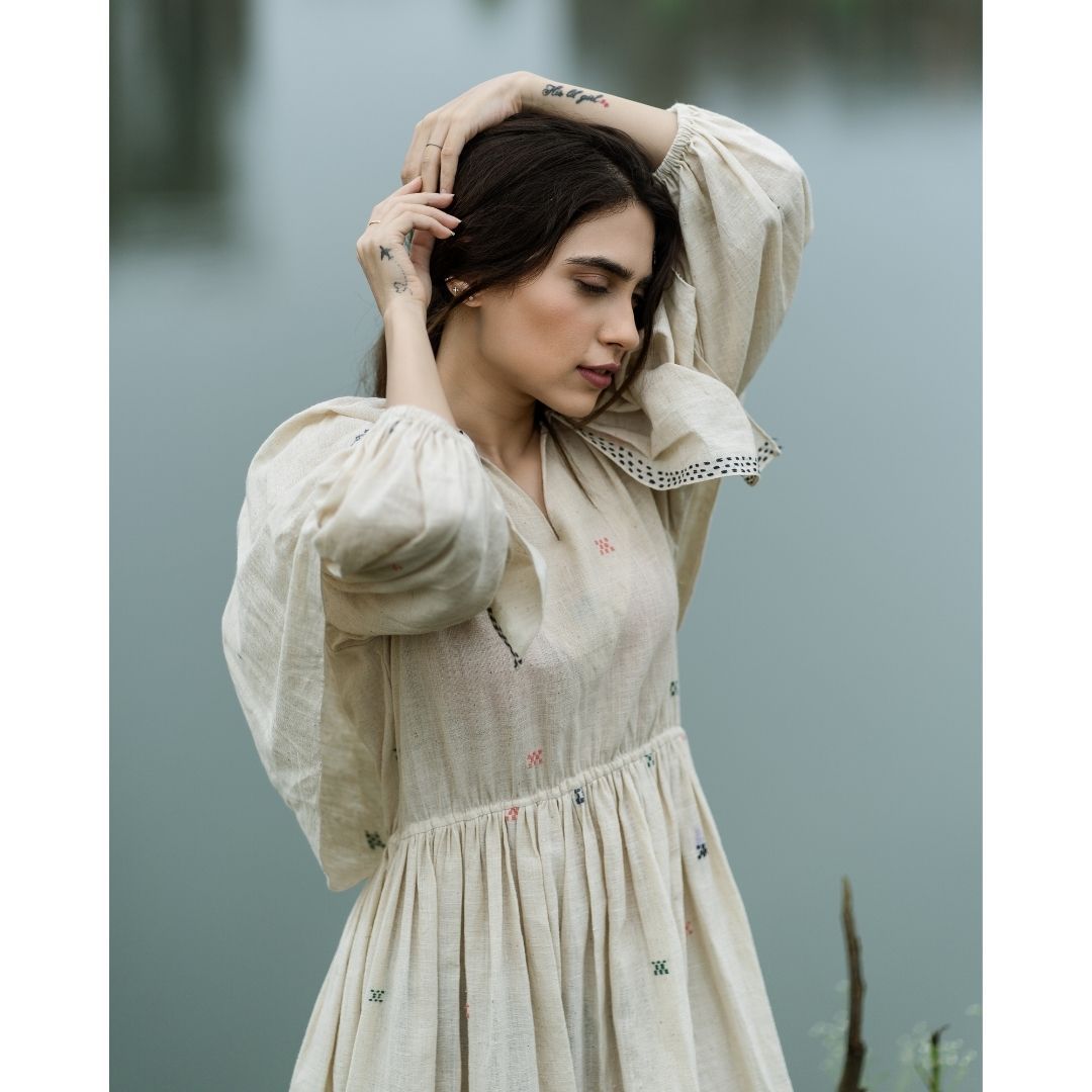 Advaita Dress - Off White | Verified Sustainable by Brown Living™