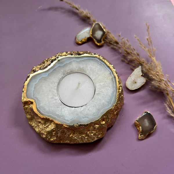 Buy Agate Candle Holder - Natural | Shop Verified Sustainable Candles & Fragrances on Brown Living™