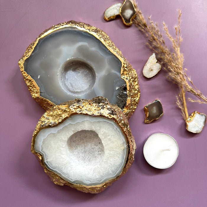 Buy Agate Candle Holder - Natural | Shop Verified Sustainable Candles & Fragrances on Brown Living™