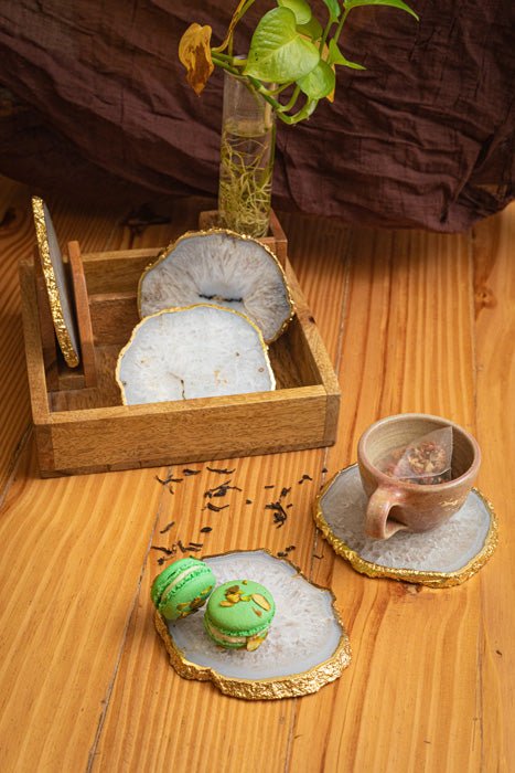 Buy Agate Coasters- Natural | Set of 2 | Shop Verified Sustainable Table Decor on Brown Living™