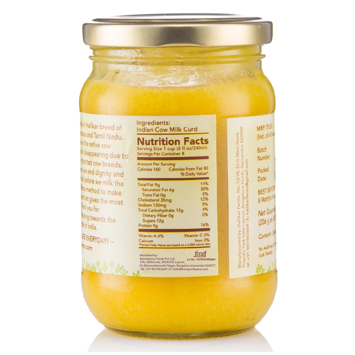 Agna A2 Desi Gir Cowghee - 250G | Verified Sustainable by Brown Living™