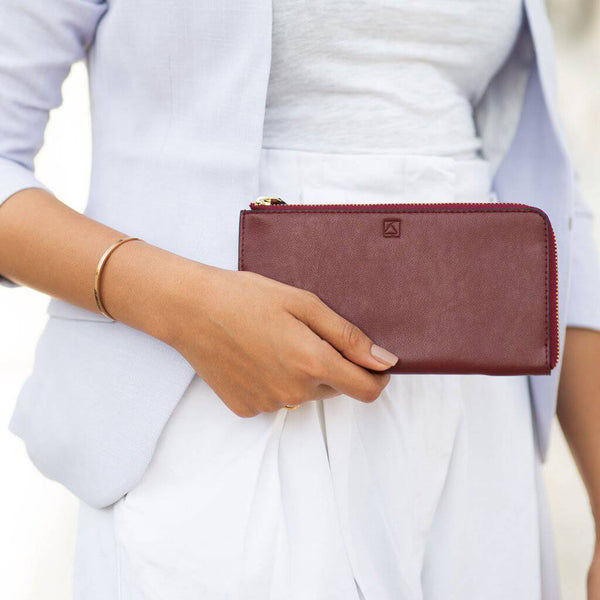 Buy Alba Sleek Wallet - Maroon (Cactus Leather) | Shop Verified Sustainable Products on Brown Living