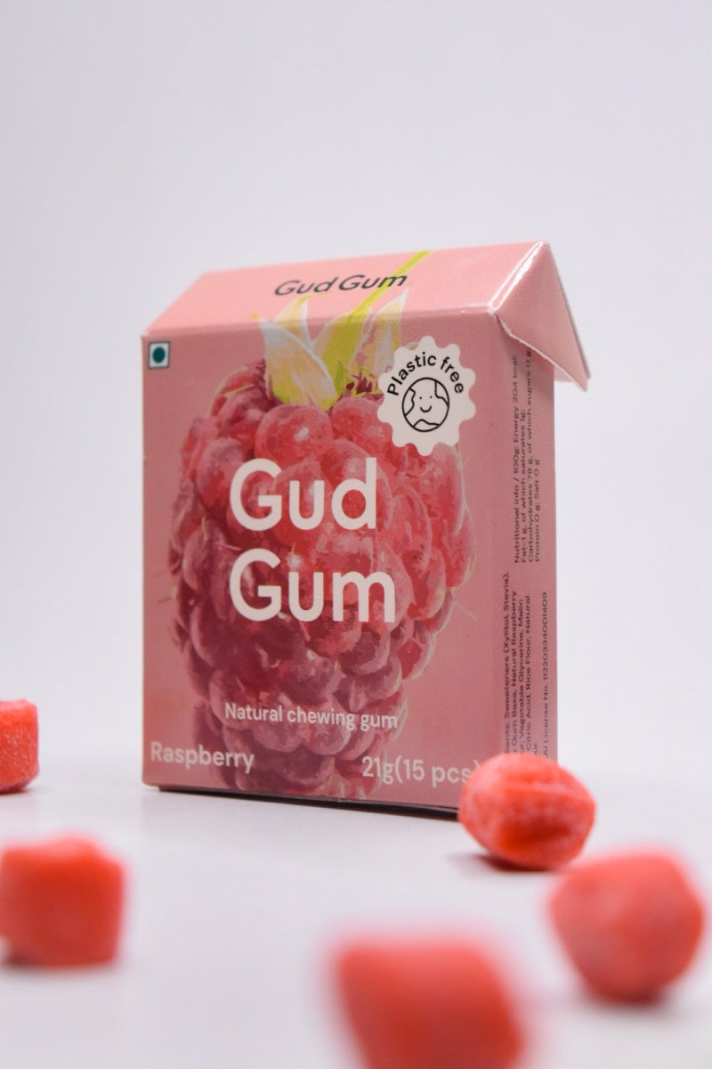Buy All Natural Chewing Gums - Raspberry | 21g x 3 | Pack of 3 (Each pack contains 15 gums) | Shop Verified Sustainable Confectionaries on Brown Living™