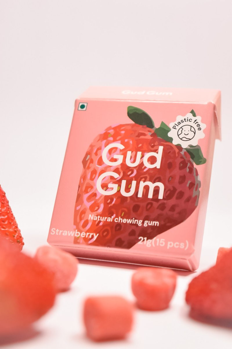 Buy All Natural Chewing Gums - Strawberry | 21g x 3 | Pack of 3 (Each pack contains 15 chewing gums) | Shop Verified Sustainable Products on Brown Living