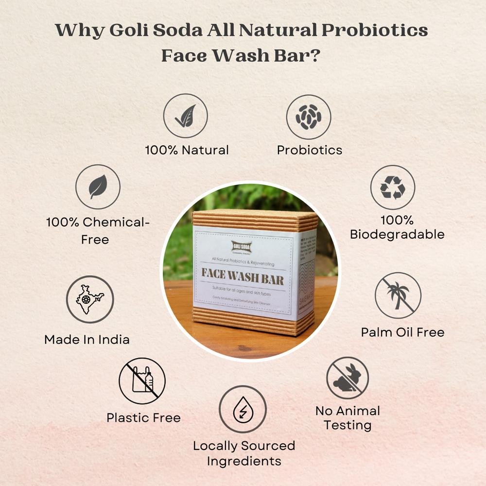 All Natural Probiotics & Rejuvenating Face Wash Bar (Pack of 1) | Verified Sustainable by Brown Living™