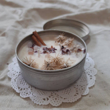 All Natural Soy Wax Vegan Crystal Candle in a tin | Verified Sustainable by Brown Living™