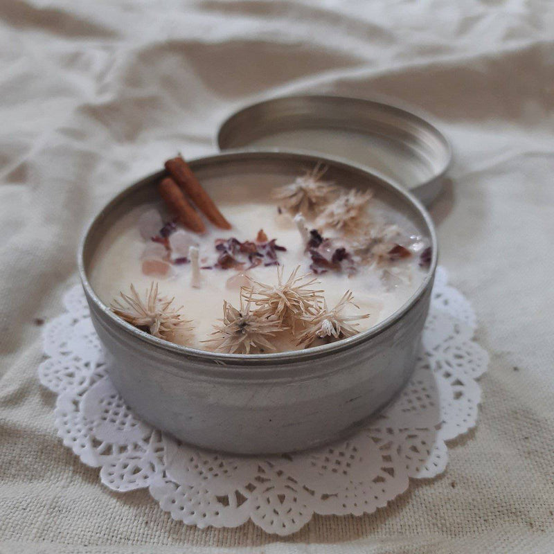 Buy All Natural Soy Wax Vegan Crystal Candle in a tin | Shop Verified Sustainable Candles & Fragrances on Brown Living™