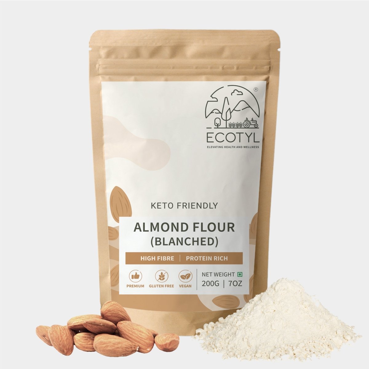 Almond Flour (Blanched) | Gluten Free | Keto Friendly | 200g | Verified Sustainable by Brown Living™