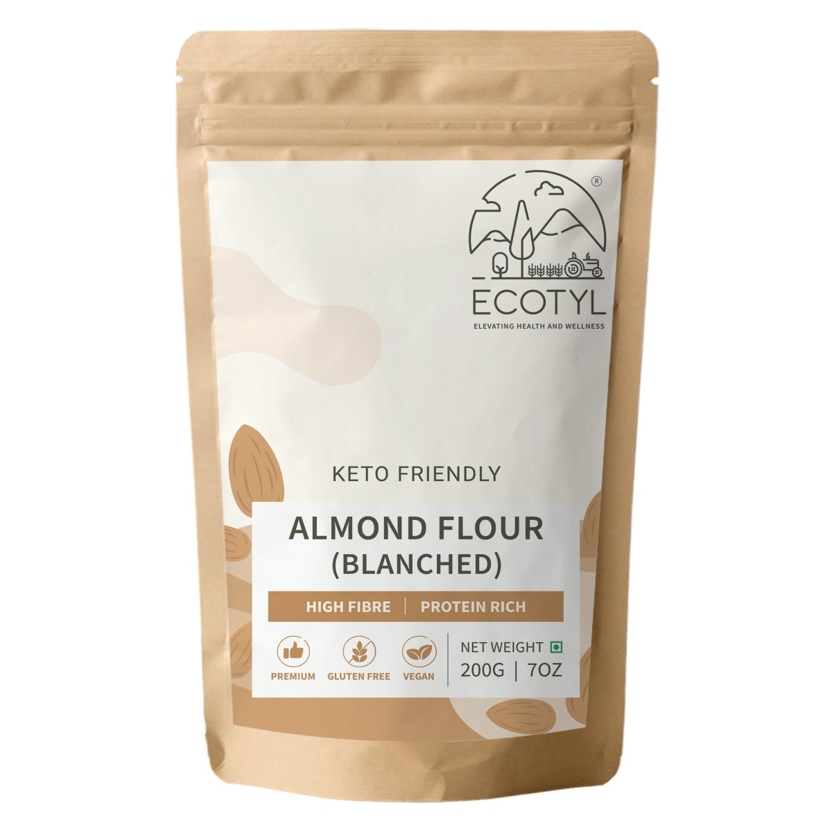 Almond Flour (Blanched) | Gluten Free | Keto Friendly | 200g | Verified Sustainable by Brown Living™