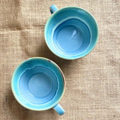 Alsaahil Mug | Light Blue and Light Green | Hand glazed | Microwave Proof | Verified Sustainable by Brown Living™