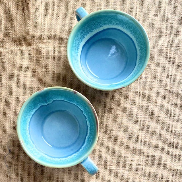 Buy Alsaahil Mug | Light Blue and Light Green | Hand glazed | Microwave Proof | Shop Verified Sustainable Products on Brown Living
