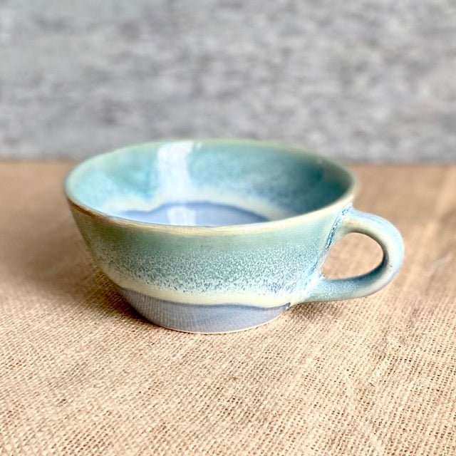Buy Alsaahil Mug | Light Blue and Light Green | Hand glazed | Microwave Proof | Shop Verified Sustainable Products on Brown Living