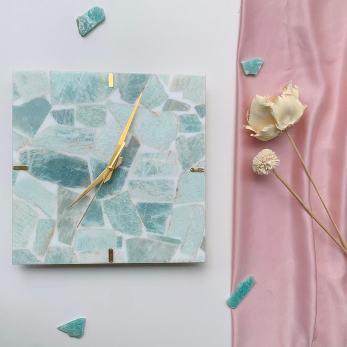 Buy Amazonite Square Wall Clock | Shop Verified Sustainable Clock on Brown Living™