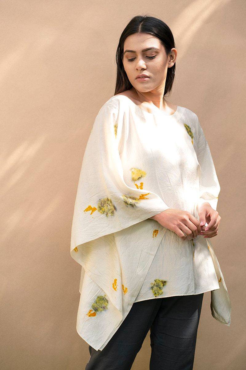 Buy Amiya Eco Printed Silk Kaftan | Shop Verified Sustainable Womens Top on Brown Living™