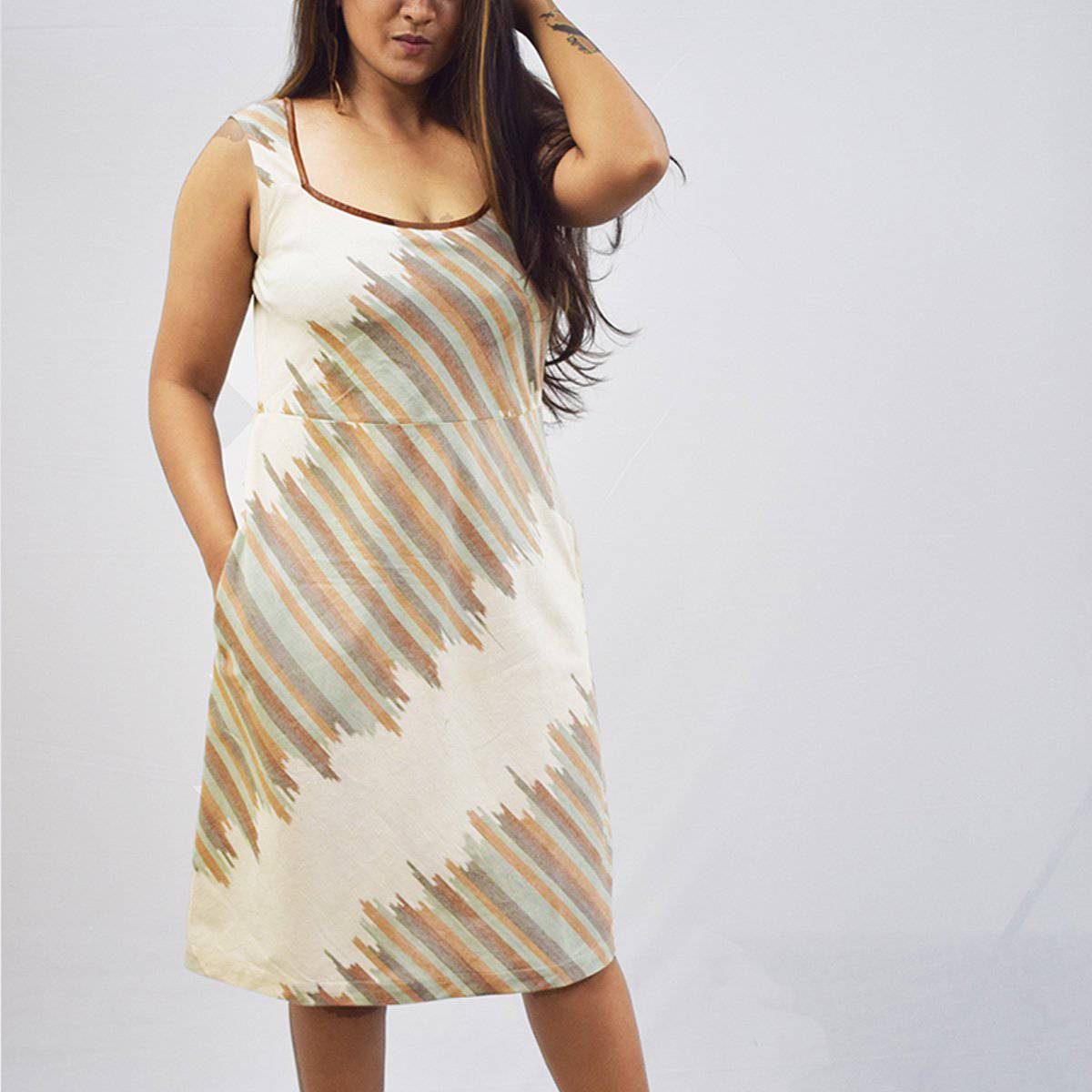 Andhra Ikat Dress – Womens Dress by Sonica Sarna available on Brown Living™. XS . SKU: 274 - 14297 - SSD - 141. Img 1.