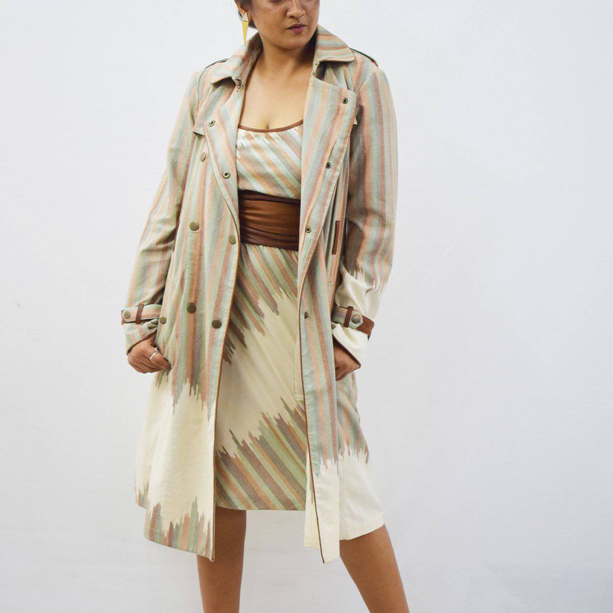 Andhra Ikat Trench | Verified Sustainable by Brown Living™