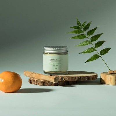 Anti - acne Orange & Neem Face Pack – Face Pack by Tvachamrit Handcrafted Skincare available on Brown Living™. 75g . SKU: 065 - 01448 - TFP - 2 - 75g. Img 1.