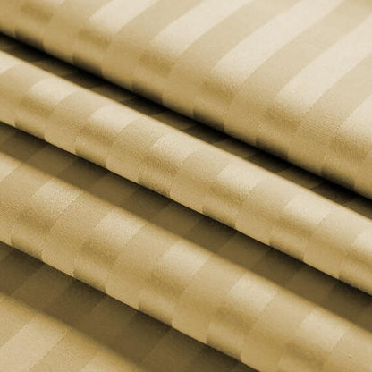 Antimicrobial 100% Cotton Sateen Striped Champagne Bedsheet | Verified Sustainable by Brown Living™