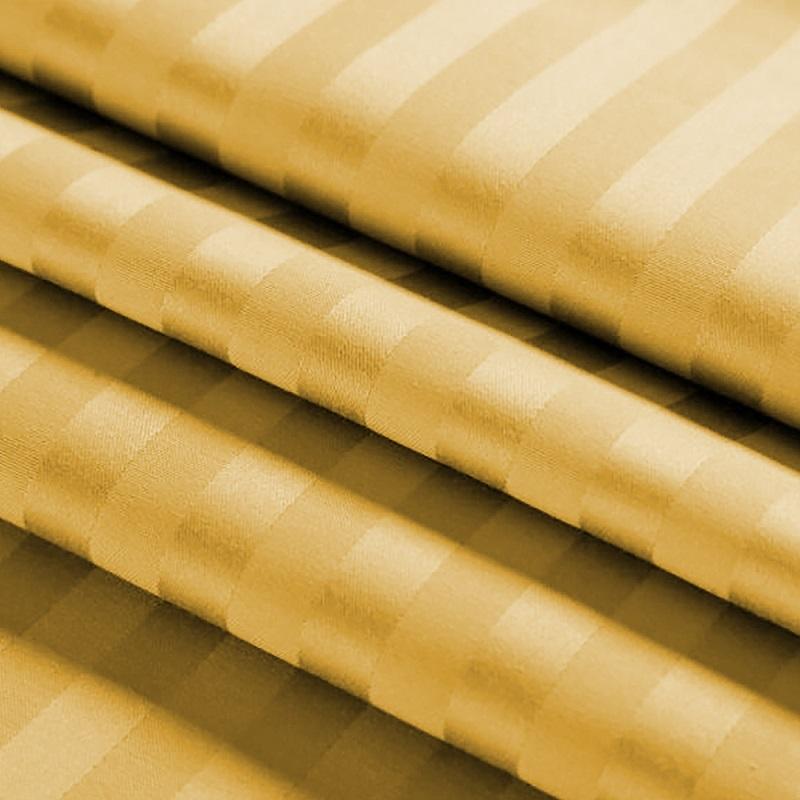 Buy Antimicrobial 100% Cotton Sateen Striped Gold Bedsheet Set | Shop Verified Sustainable Bed Linens on Brown Living™