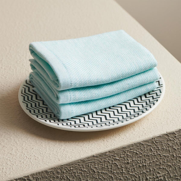 Aqua Hammam Terry Face Towel | Verified Sustainable Bath Linens on Brown Living™
