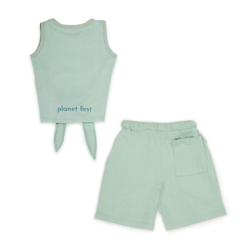 Aqua Ripple Vest with Matching Planet First Shorts Set | Verified Sustainable Set on Brown Living™