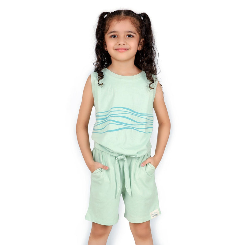 Aqua Ripple Vest with Matching Planet First Shorts Set | Verified Sustainable Set on Brown Living™
