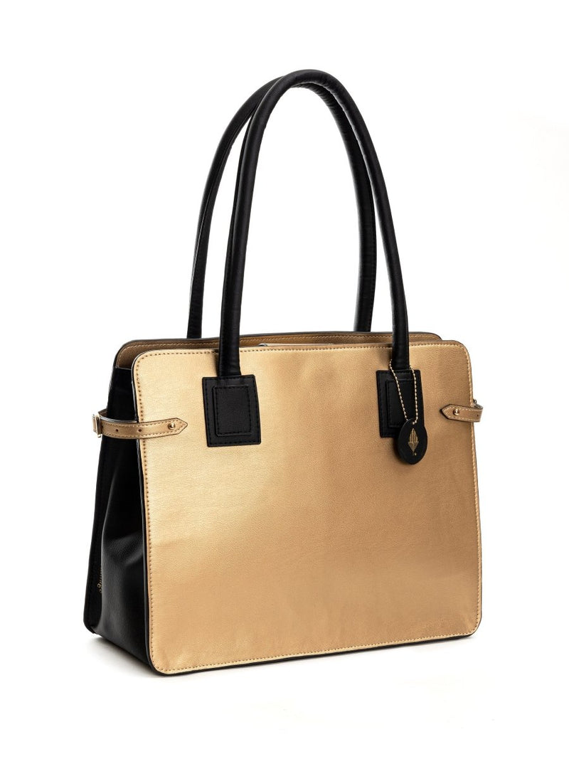 Buy Aranyani (Gold & Black) | Women's bag made with Cactus Leather | Shop Verified Sustainable Products on Brown Living