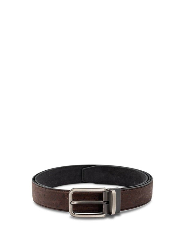 Buy Ari Reversible Cork Belt Men's - Woodland Brown and Midnight Black | Shop Verified Sustainable Mens Belt on Brown Living™