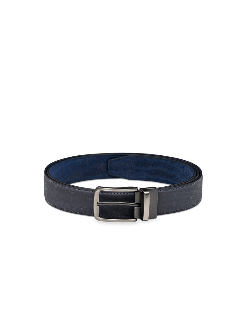 Buy Ari Reversible Cork Belt Mens- Charcoal Grey and Denim Blue | Shop Verified Sustainable Products on Brown Living