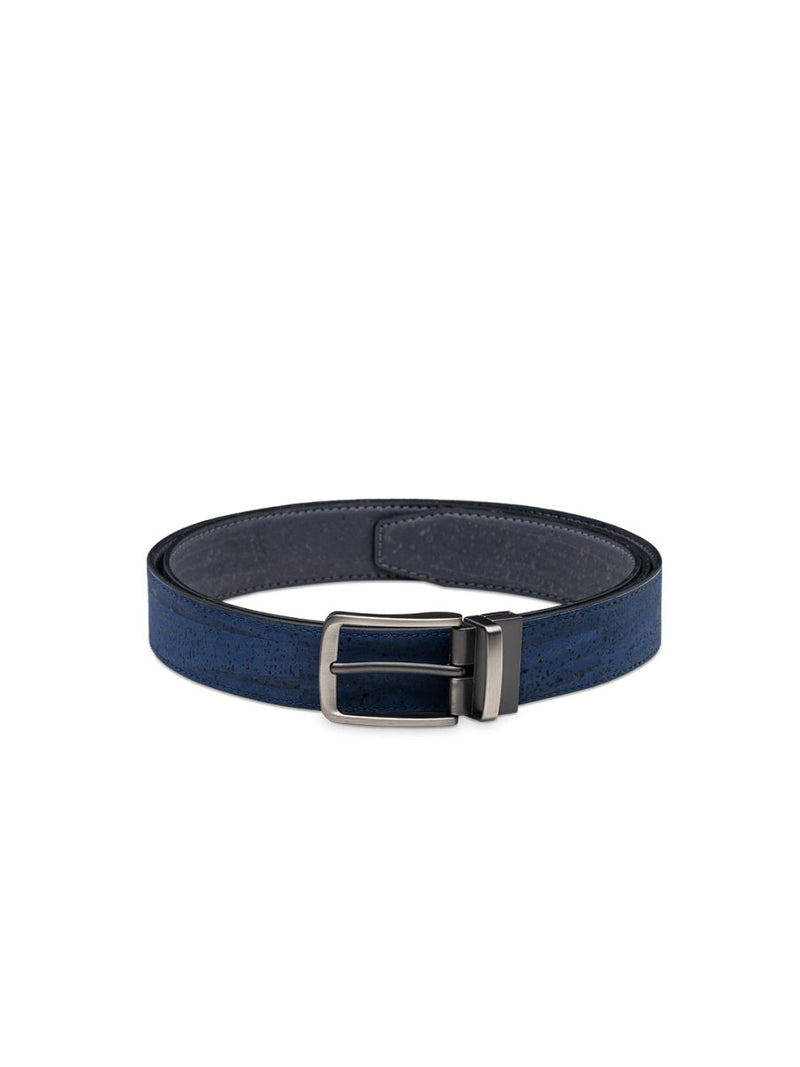 Buy Ari Reversible Cork Belt Mens- Charcoal Grey and Denim Blue | Shop Verified Sustainable Products on Brown Living