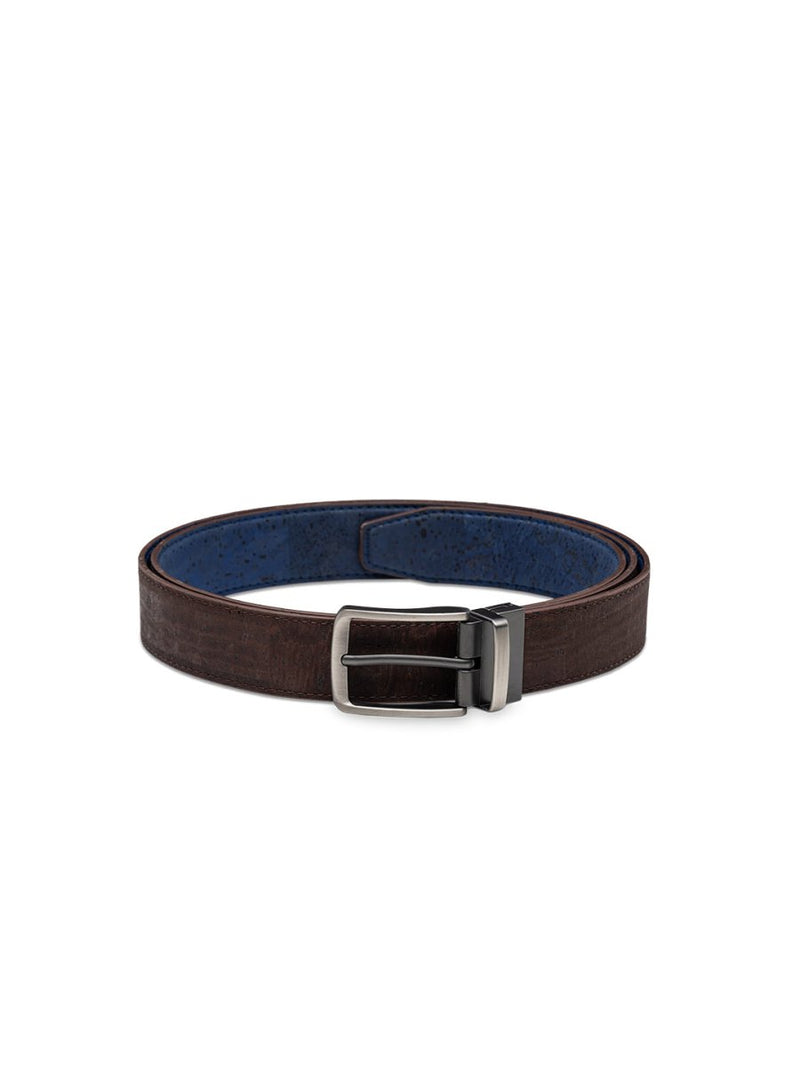 Buy Ari Reversible Cork Belt Mens - Denim Blue and Woodland Brown | Shop Verified Sustainable Products on Brown Living