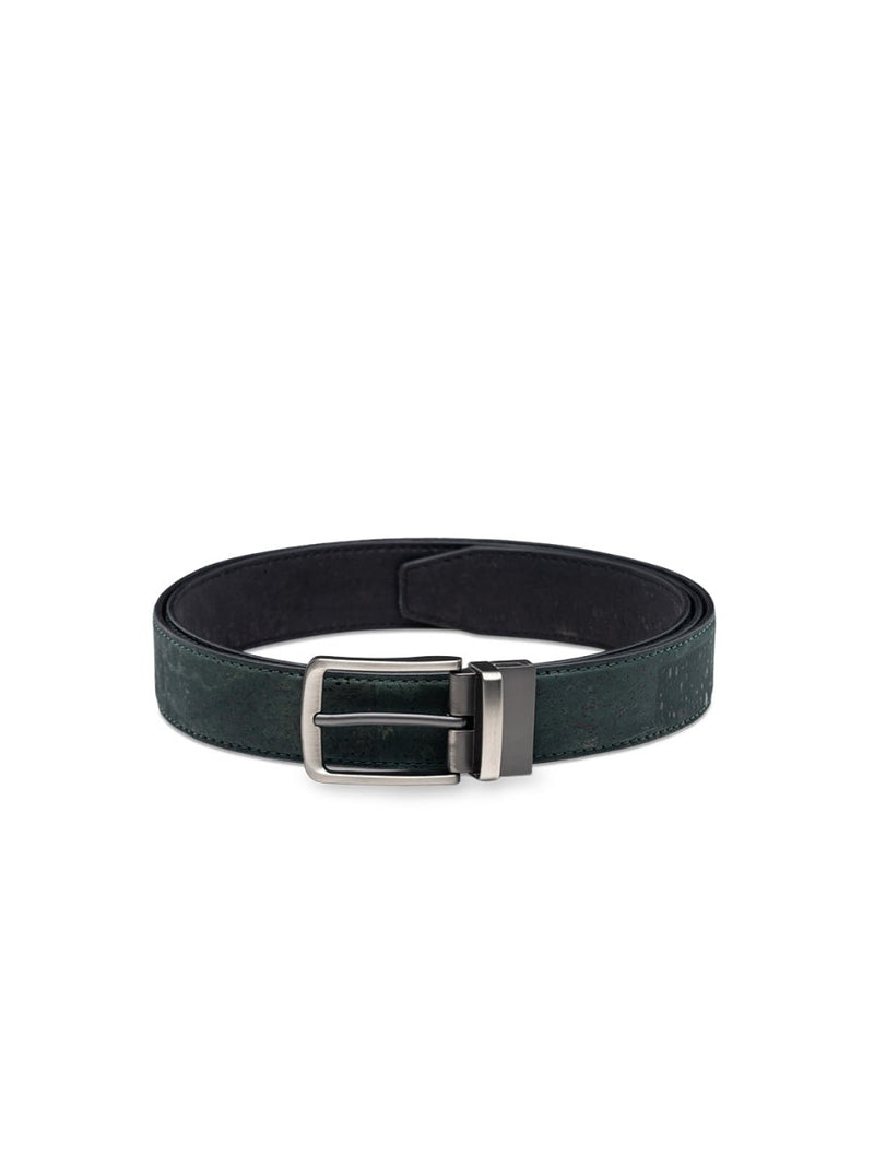 Buy Ari Reversible Cork Belt Mens - Sacramento Green and Midnight Black | Shop Verified Sustainable Products on Brown Living