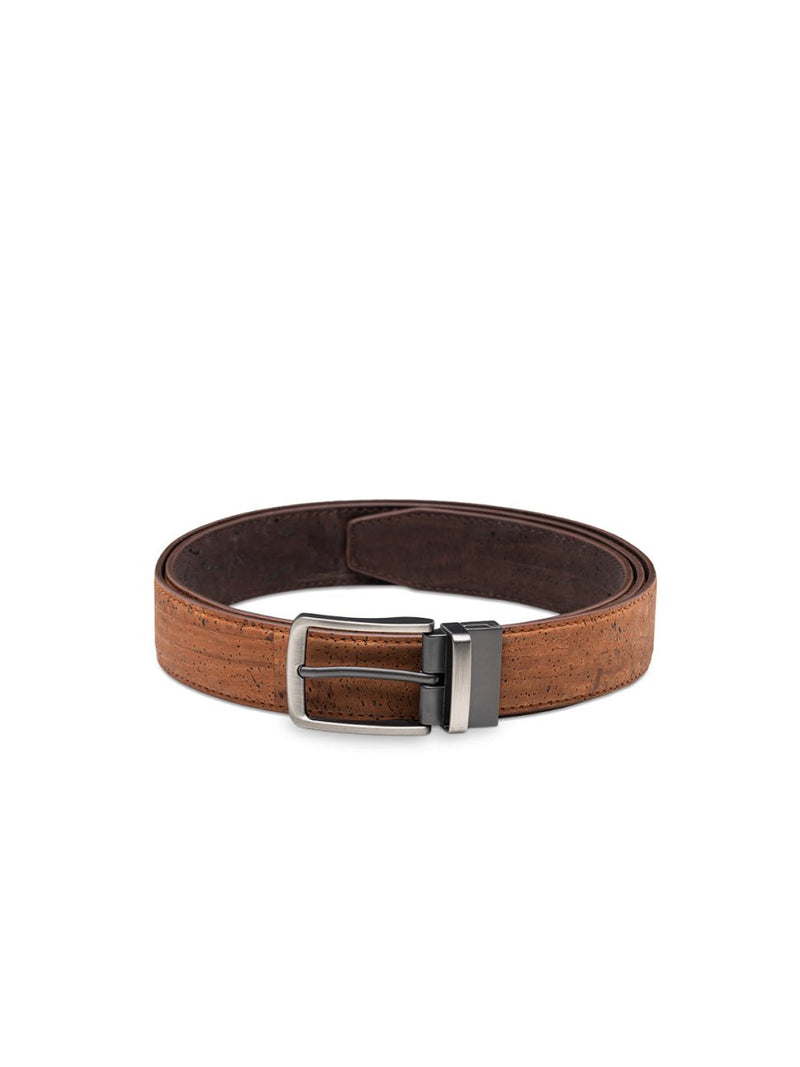 Buy Ari Reversible Cork Belt Mens - Woodland Brown and Cinnamon | Shop Verified Sustainable Products on Brown Living