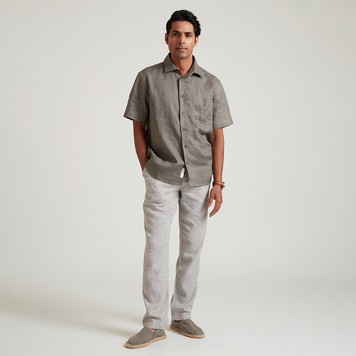 Arthur Organic Linen Half Sleeve Shirt | Verified Sustainable by Brown Living™