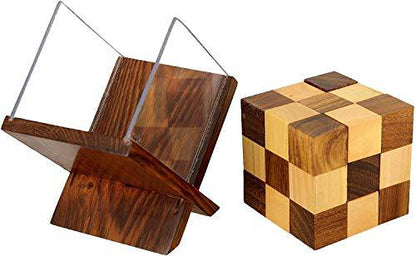 Handmade Complex Wooden Block Puzzle Game | Size 4"x3"x4.5" | Verified Sustainable by Brown Living™