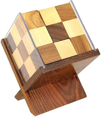 Handmade Complex Wooden Block Puzzle Game | Size 4"x3"x4.5" | Verified Sustainable by Brown Living™