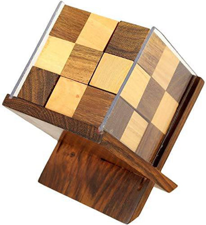 Handmade Complex Wooden Block Puzzle Game | Size 4"x3"x4.5" | Verified Sustainable by Brown Living™