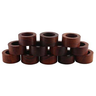 Wooden Artisan Crafted Dinner Napkin Rings Set of 12 | Verified Sustainable by Brown Living™
