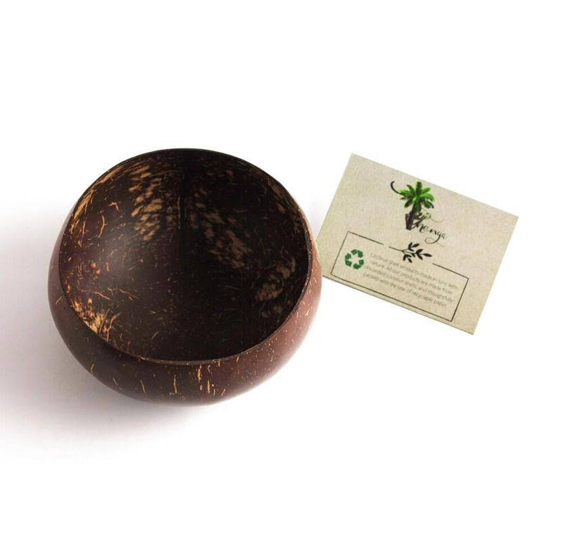Buy Artisan Jumbo Polished Coconut Bowl with Spoon & Fork - 900 ml | Shop Verified Sustainable Plates & Bowls on Brown Living™