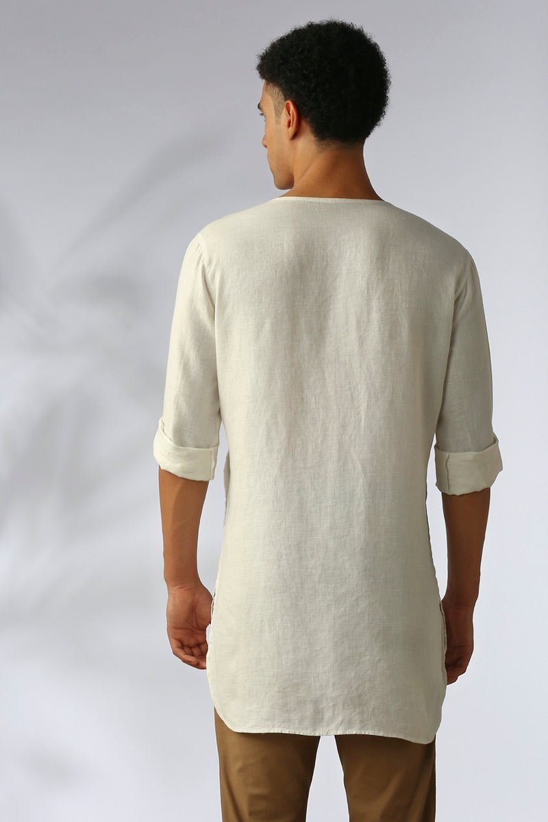 Ashoka Double Breasted Kurta - White | Verified Sustainable by Brown Living™