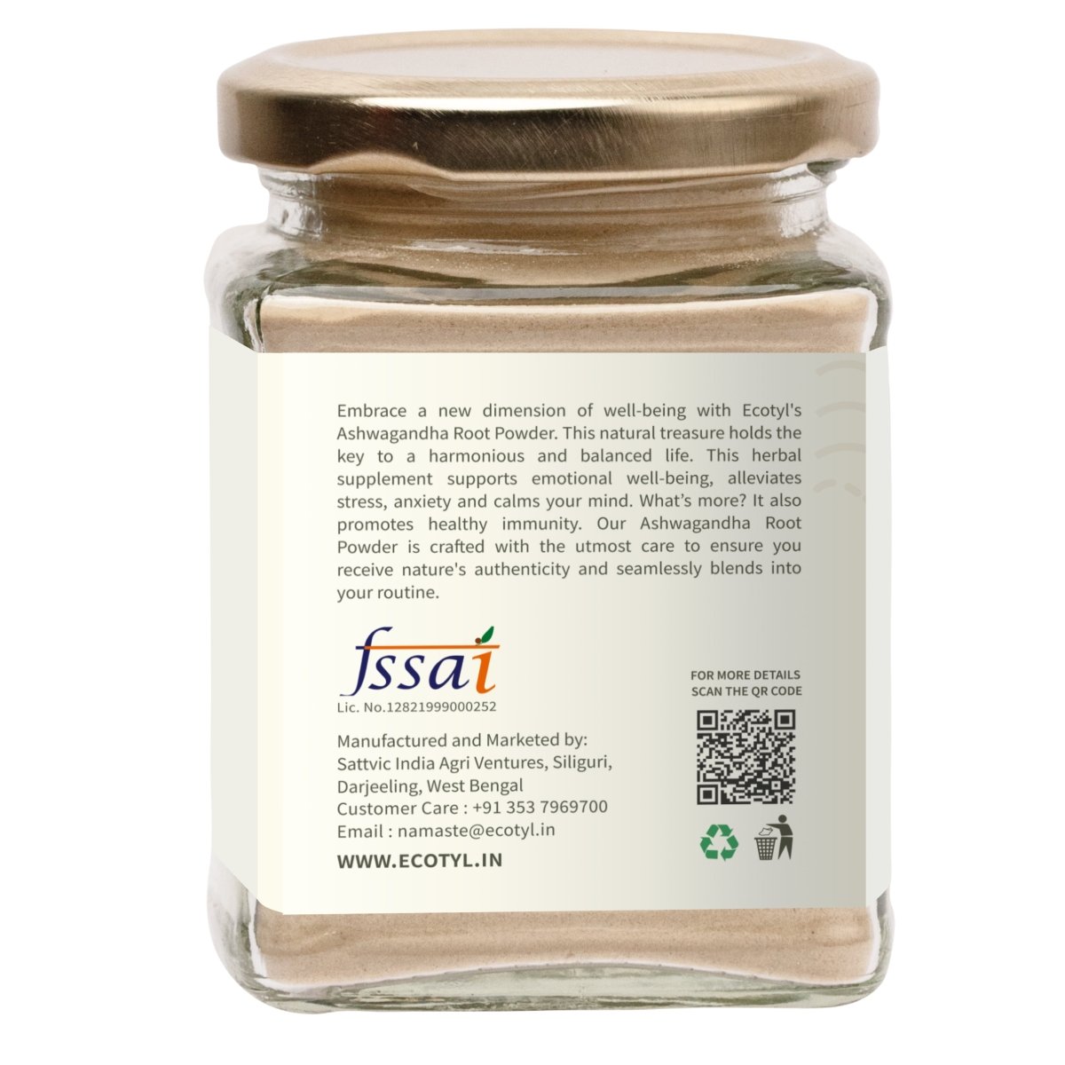 Ashwagandha Root Powder for Mental Well Being | 100g | Verified Sustainable by Brown Living™