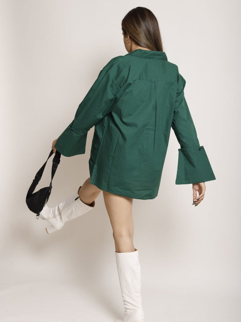 Buy ASTER | Oversized Green Dress Shirt | Organic Cotton | Shop Verified Sustainable Products on Brown Living